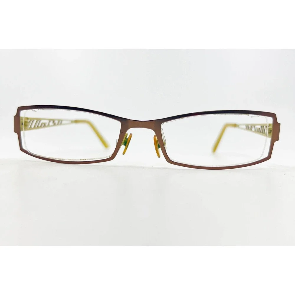 B433 Eyeglasses Frames Womens Brown Gold Cutout Temple 50-18-135